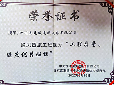 麦克威-工程质量进度优秀班组